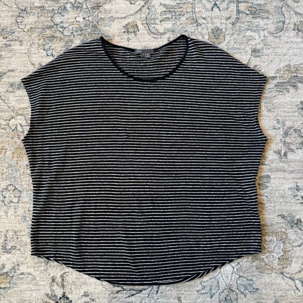 Vince Striped Cocoon Scoop Neck Tee - Picture 3 of 9